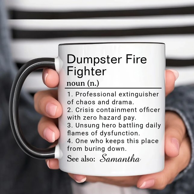 Funny Dumpster Fire Fighter Definition Mugg (Skapare uppladdad)