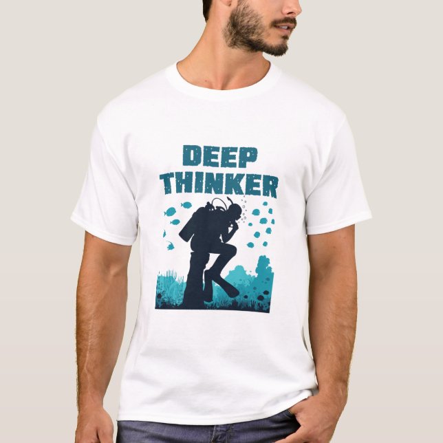 Funny Dyka Diver Deep Thinker Rodin T Shirt (Framsida)