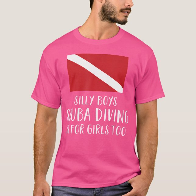 Funny Dyka Diver Flagga Scuba Girls Women T Shirt (Framsida)