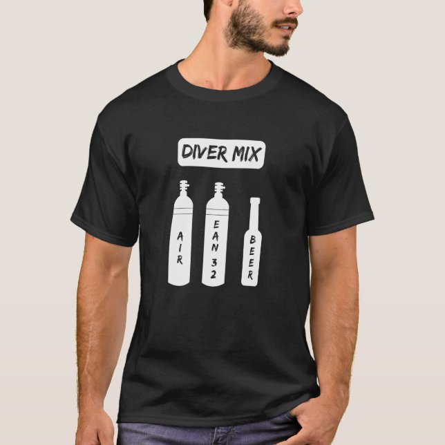 Funny dykare Blanda syre Flaska Skuba Beer Div T Shirt (Framsida)