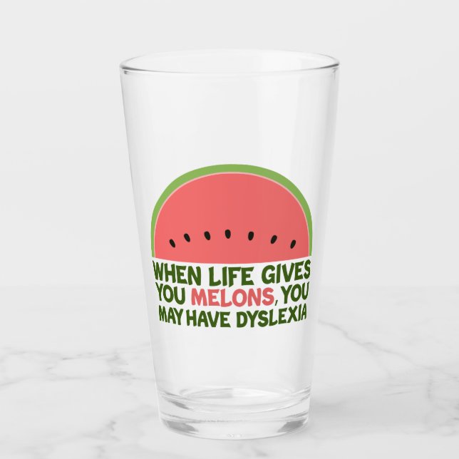 Funny Dyslexia Quote Dyslexic Humor Watermelon Glaskopp (Framsida)