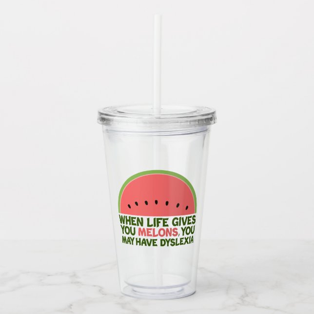 Funny Dyslexia Quote Dyslexic Humor Watermelon Take Away Mugg (Framsida)