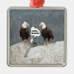 Funny Eagles och Fiskmås Julgransprydnad Metall