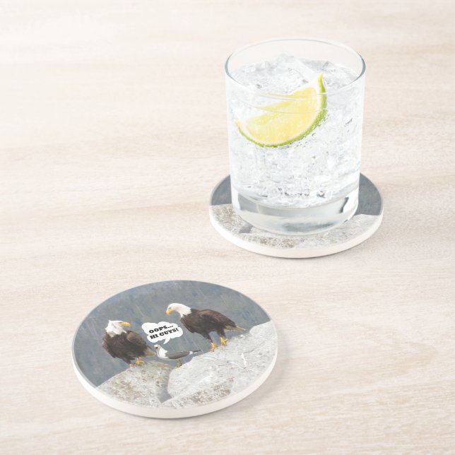 Funny Eagles och Fiskmås Underlägg Sandsten (Sidan)