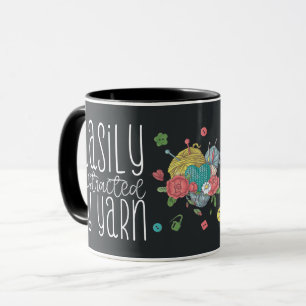 Funny Easily Distrated by Yarn Crochet Mugg