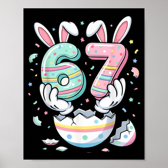 Funny Easter 67 Six Seven Bunny Meme Men Women Poster (Framsidan)