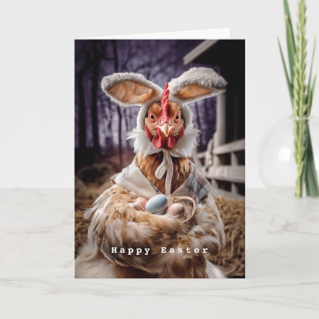 Funny Easter Chicken Bunny Costume Kort (Framsida)