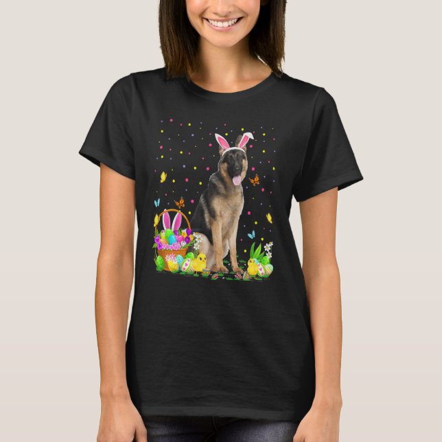Funny Easter Egg Hunting German Shepherd Dog Easte T Shirt (Framsida)