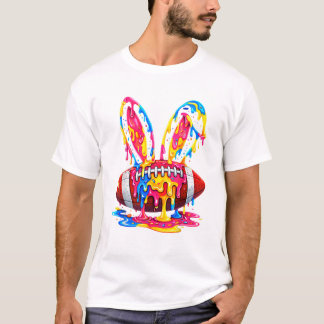 Funny Easter Football Bunny Ears Paint Drip Graphi T Shirt