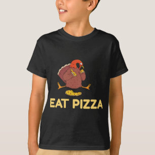Funny Eat pizza Turkey Thanksgiving vegan för barn T Shirt