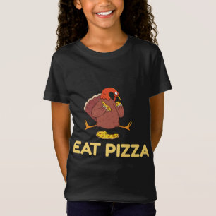 Funny Eat pizza Turkey Thanksgiving vegan för barn T Shirt