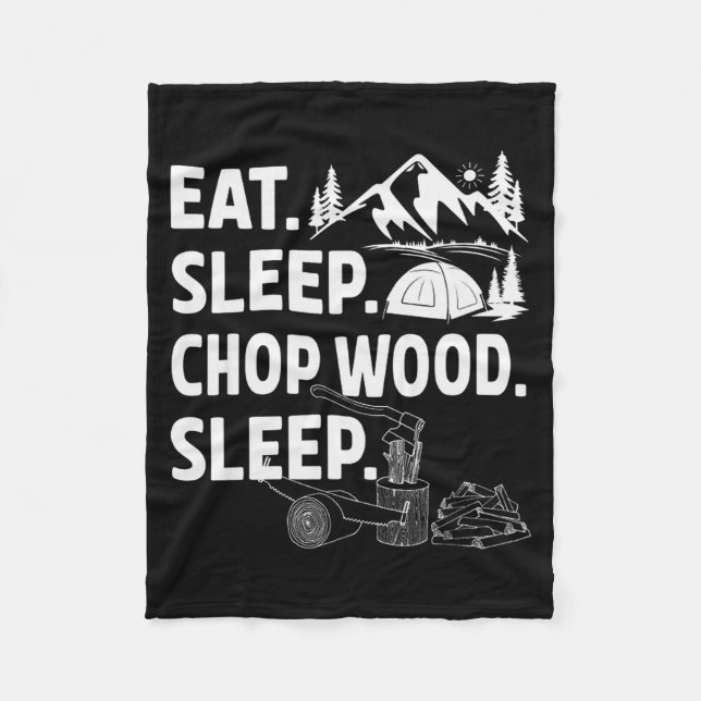 Funny Eat Sleep Chop Wood Repeat Lumberjack  Fleecefilt (Framsidan)