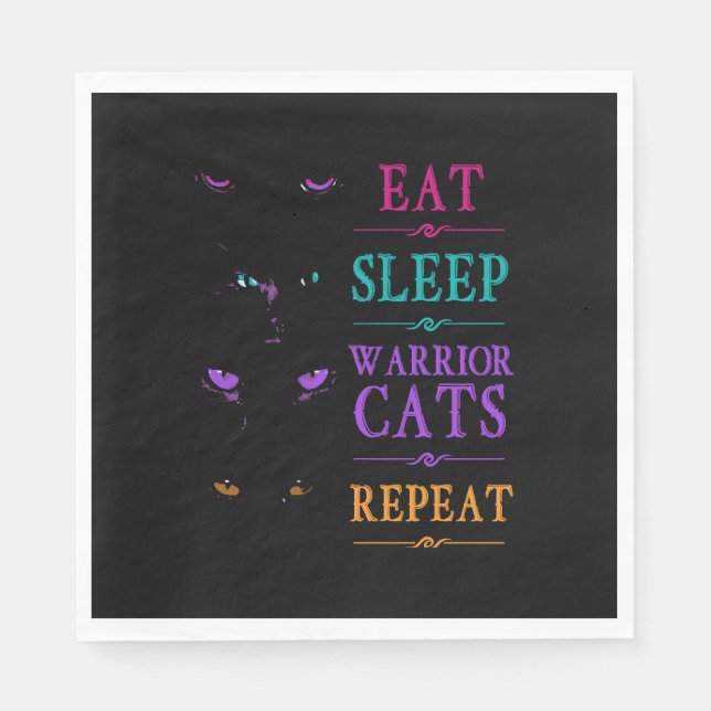 Funny Eat Sömnhammaren Cats Repeat Funny Cat Warr Pappersservett (Framsidan)