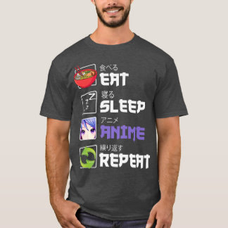 Funny Eat Sviloläge Anime Upprepa Anime Japan Mang T Shirt