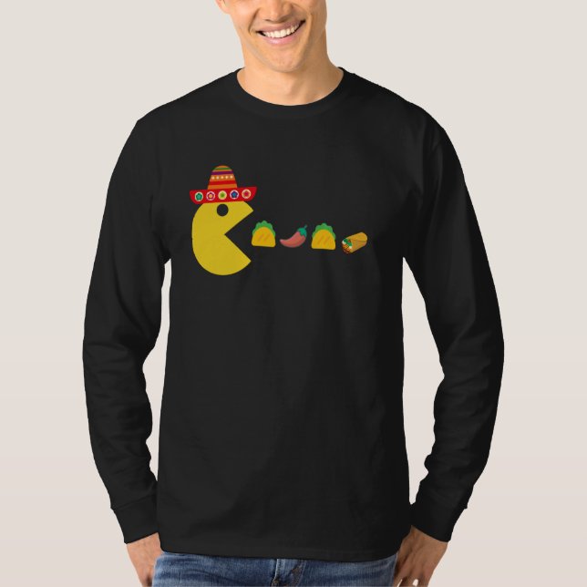 Funny Eating Taco Chili Food Cinco De Mayo Mexican T Shirt (Framsida)
