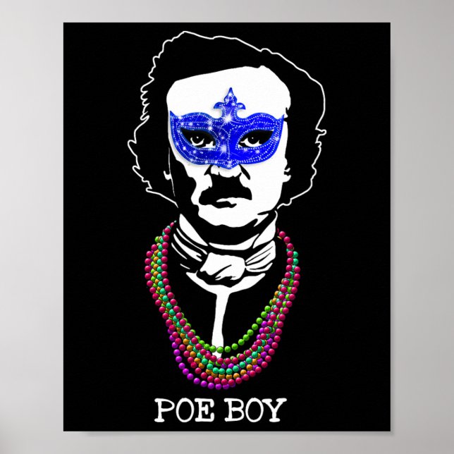 Funny Edgar Allan Poe Mardi Gras Mashup 1 Poster (Framsidan)