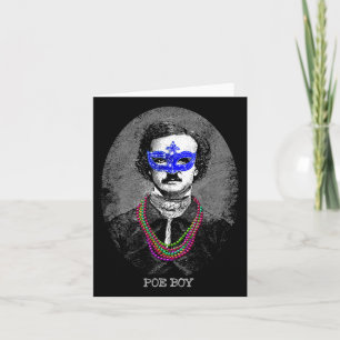 Funny Edgar Allan Poe Mardi Gras Mashup Kort
