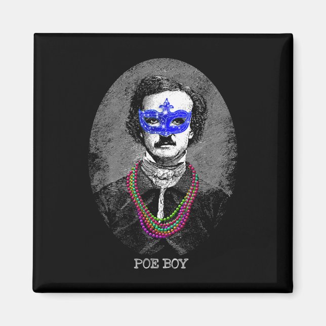 Funny Edgar Allan Poe Mardi Gras Mashup Magnet (Framsidan)