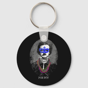 Funny Edgar Allan Poe Mardi Gras Mashup Nyckelring
