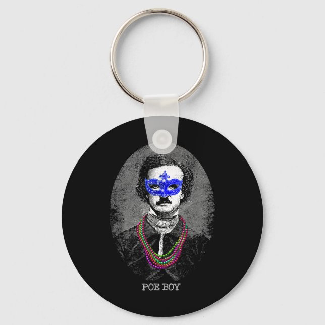 Funny Edgar Allan Poe Mardi Gras Mashup Nyckelring (Framsida)