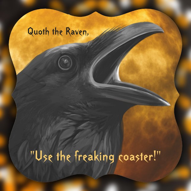 Funny Edgar Allan Poe Quote Gothic Raven Gothic Underlägg Papper (Funny Halloween raven coaster)