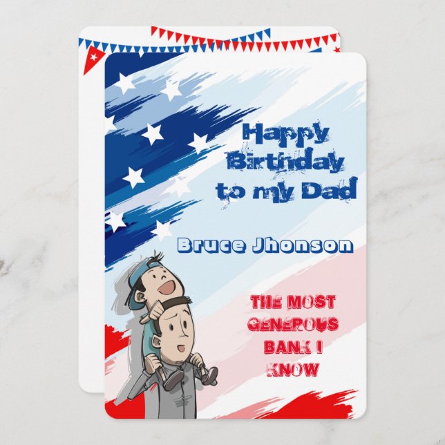 Funny Editable Card for Dad's Birthday Inbjudningar (Fram/baksida)