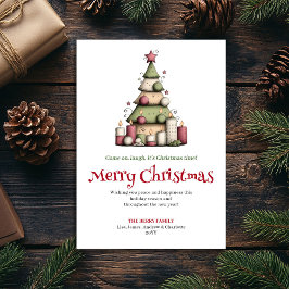 Funny editable Christmas tree greeting card Julkort