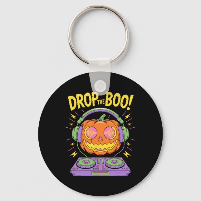 Funny Edm Dj Halloween Pumpkin Nyckelring (Framsida)