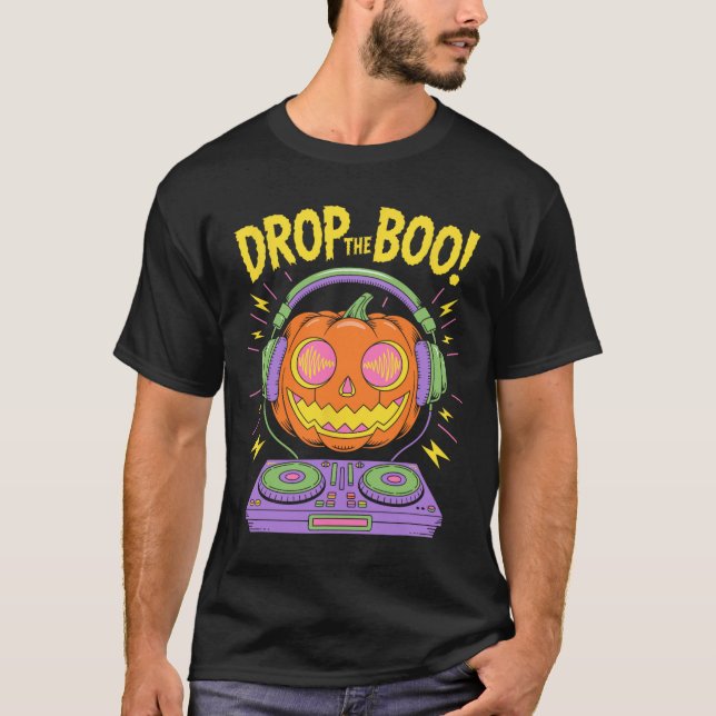 Funny Edm Dj Halloween Pumpkin T Shirt (Framsida)