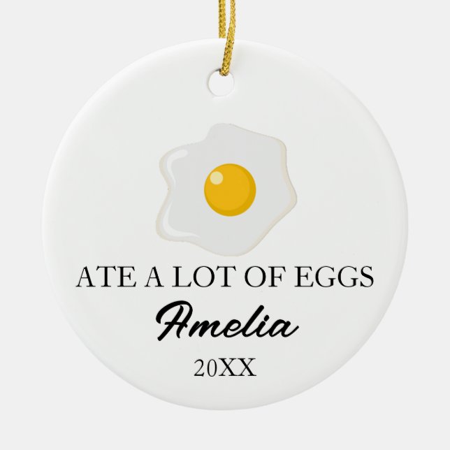 Funny Egg Gifts, Custom Egg Lover Christmas  Julgransprydnad Keramik (Framsidan)