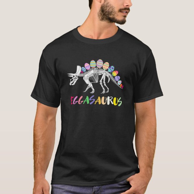 Funny Eggasaurus Stegosaurus Egg Dinosaur Lycklig  T Shirt (Framsida)
