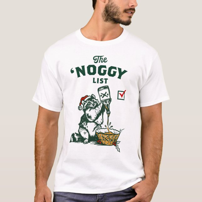 Funny Eggnog Drinking Santa julraspcoon Gift T Shirt (Framsida)
