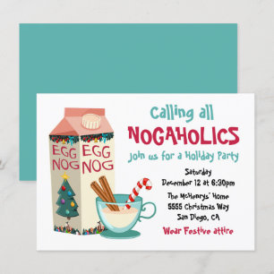 Funny Eggnog Nogaholics jul Cocktail Party Inbjudningar