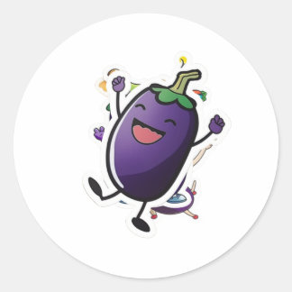 Funny Eggplant Sticker Runt Klistermärke