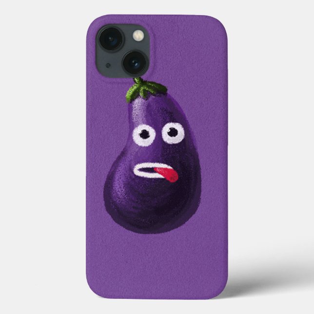 Funny Eggplant Tecknade figurer Cute Vegetable (Baksida)