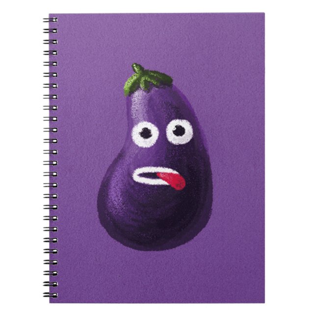Funny Eggplant Tecknade figurer Cute Vegetable Anteckningsbok (Framsidan)