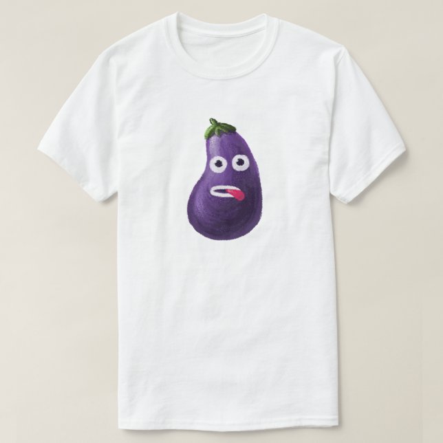 Funny Eggplant Tecknade figurer Cute Vegetable T Shirt (Design framsida)
