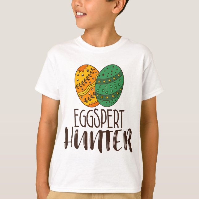 Funny Eggspert Hunter Påsk Pun Quote Humous T Shirt (Framsida)