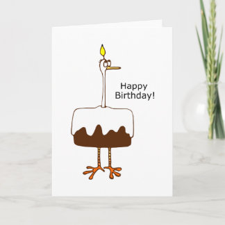 FUNNY EGRET BIRTHDAY CAKE KORT