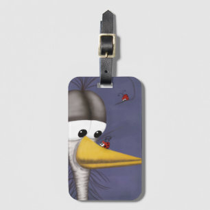 Funny Egret Tecknad Bagagebricka