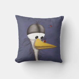 Funny Egret Tecknad Kudde
