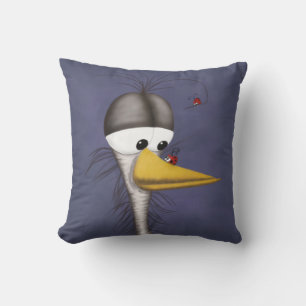 Funny Egret Tecknad Kudde