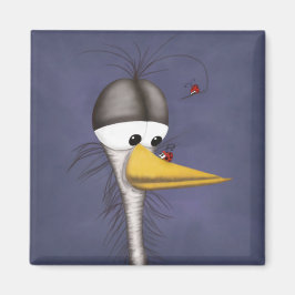 Funny Egret Tecknad Magnet