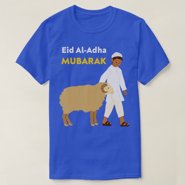 Funny Eid al adha Eid mubarak med får Cute curl T Shirt (Design framsida)