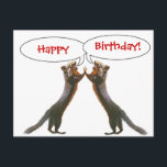 Funny ekorre Birthday Postcard Vykort<br><div class="desc">Ett vykort för roligtens födelsedag med ett foto av lustiga ekorrar ge varandra fem gånger. De står på ryggen på ben med öppna munnar och säger "Lycklig" och "födelsedag"! i tal-ballonger. Du kan enkelt anpassa texten så att den blir spelar ingen roll som du vill, och du kan också ändra...</div>