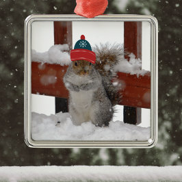Funny ekorre i Snowflake Baseball Cap Ornament
