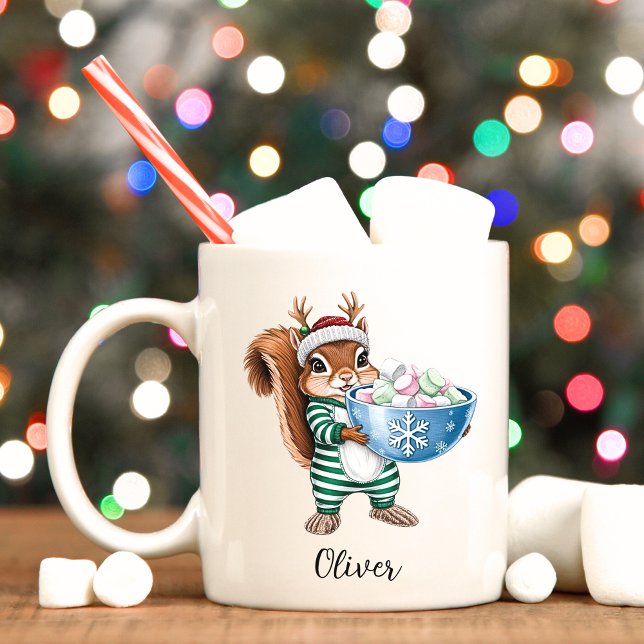 Funny ekorre jul Mugg (Reindeer squirrel cute personalized Christmas mug.)