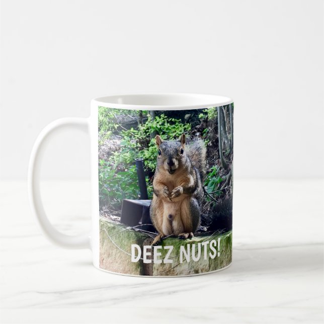 Funny ekorrel Deez Nöt Olämplig Humor Kaffemugg (Vänster)
