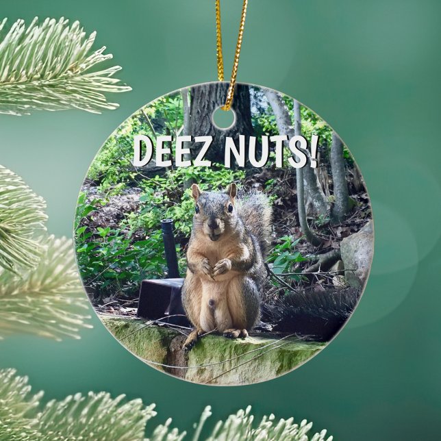 Funny ekorrel Deez Nöt Opassande Humor Photo Julgransprydnad Keramik (Skapare uppladdad)