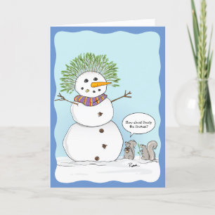 Funny ekorrel Frosty Jul Helgkort